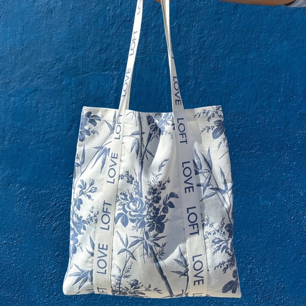 LOFT Love Limited Edition Canvas Tote - Blue & White